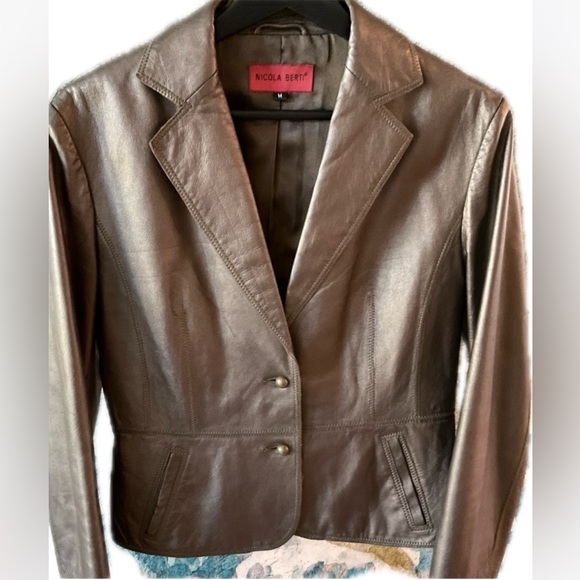Nicola Berti Jackets & Blazers - Nicola  Berti beautiful metallic bronze color Italian leather jacket.